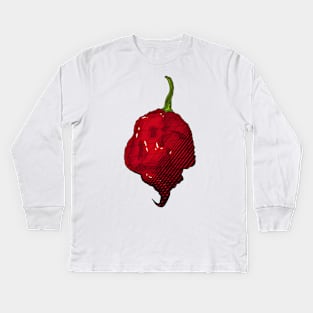 Habanero Chilli Pepper Sticker Spicy Hot Jalapeno Carolina Reaper Kids Long Sleeve T-Shirt